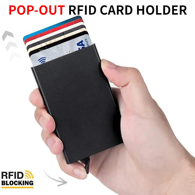 RFID Automatic Pop-Up Aluminum Wallet - Slim Card Holder Case